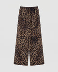 Women's Linen Pants with Fashionable Leopard Print, Elastic Waistband