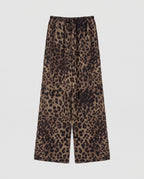 Women's Linen Pants with Fashionable Leopard Print, Elastic Waistband