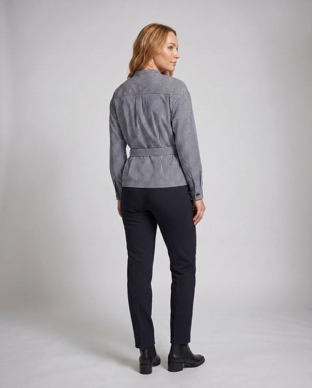 Women's Blazer Jacket with Exciting Striped Pattern, Practical Pockets - Back View