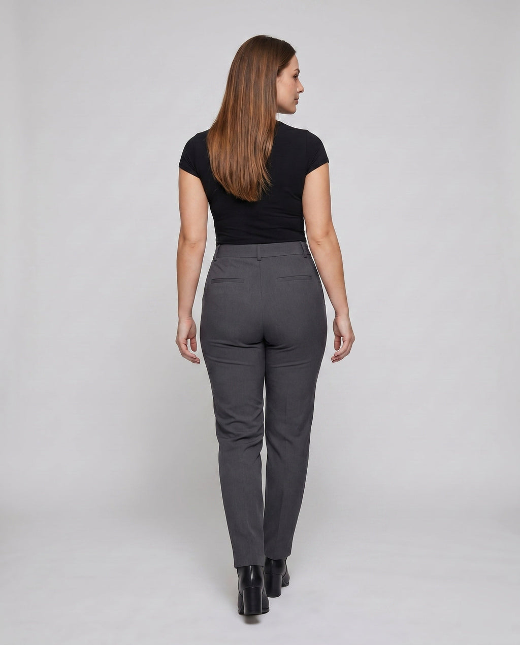 Women's Elegant Fabric Trousers with Modern Cut - Back View