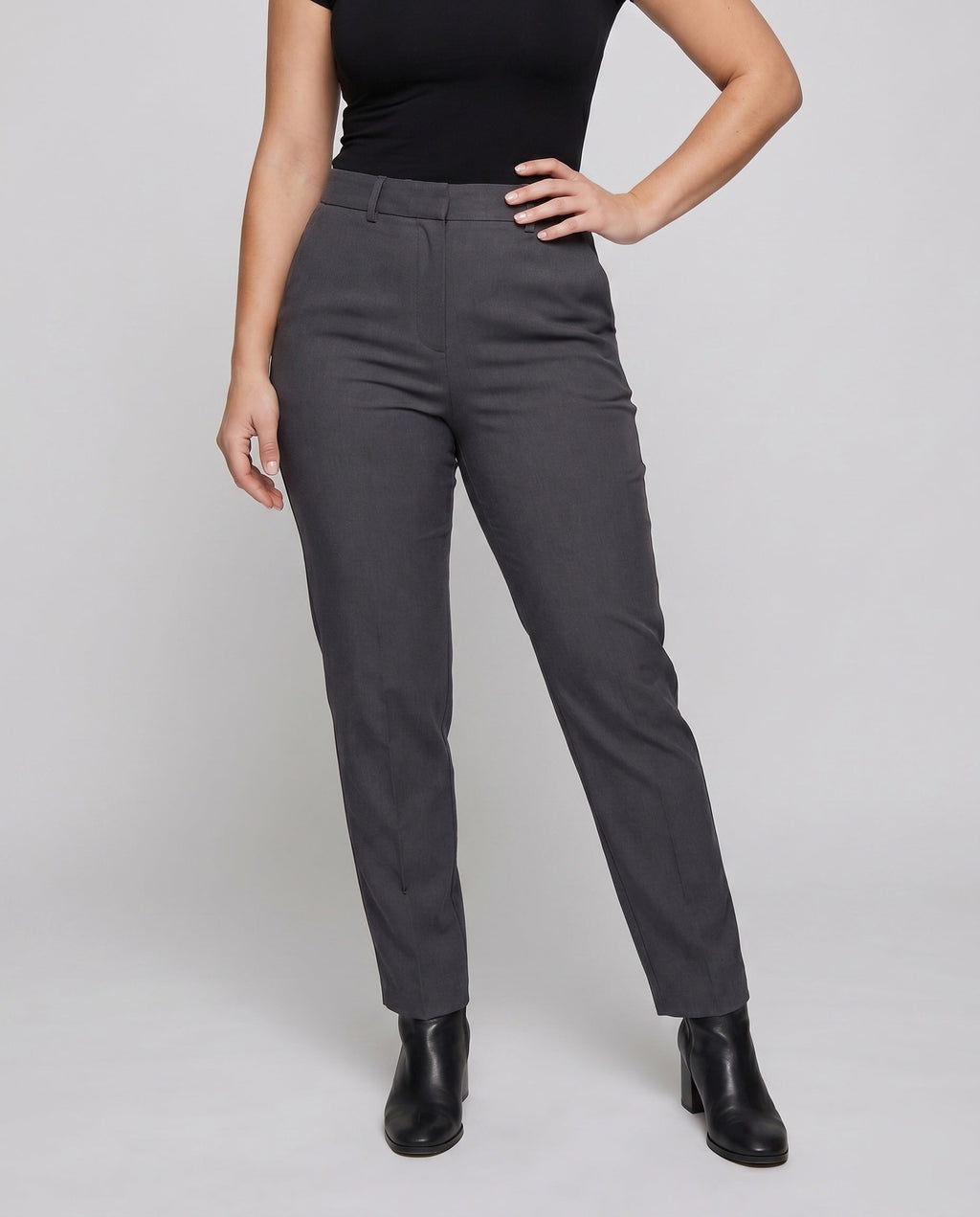 Women's Elegant Fabric Trousers with Modern Cut - Lower Body View