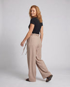 Women's Elegant Wide Pants with Decorative Ties - Back View