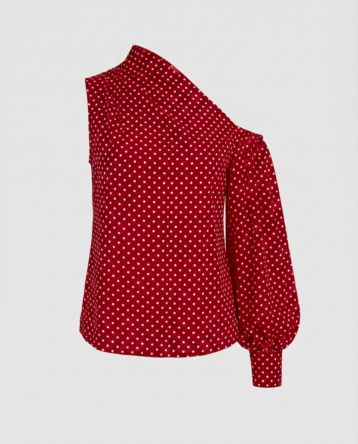 Women's Asymmetrical Blouse Shirt with Puff Sleeves