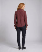 Women's Blouse Shirt with Elegant Bow and Striped Pattern - Back View