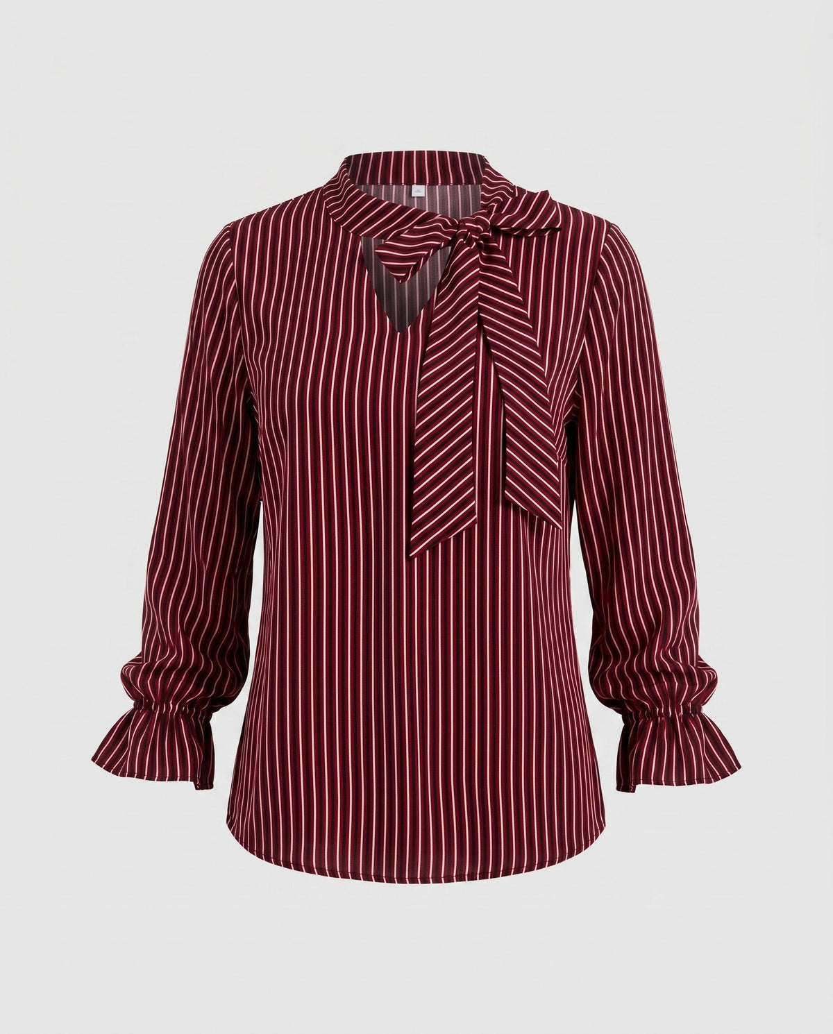 Women's Blouse Shirt with Elegant Bow and Striped Pattern