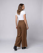 Women's Wide Trousers with Button Detail - Back View