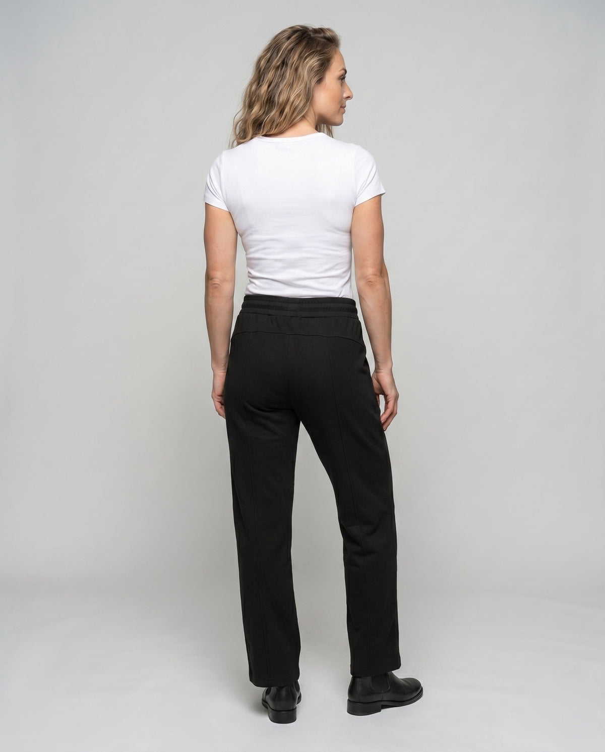 Women's Comfortable High-Waist Leisure Pants with Wide Leg - Back View