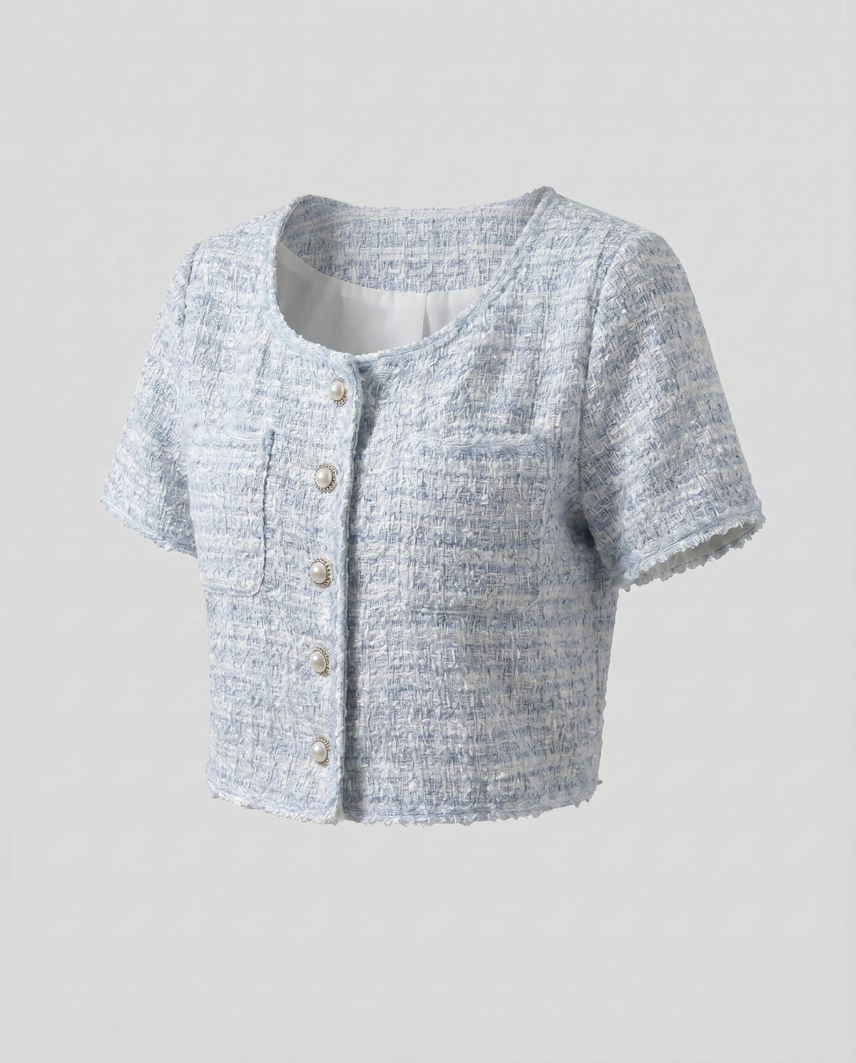 Women's Short Sleeve Blouse Shirt with Button Design, Textured Fabric