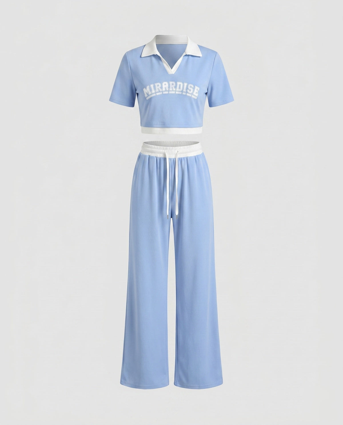 Women's Sporty Two-Piece Set with Casual T-Shirt and High Waist Pants
