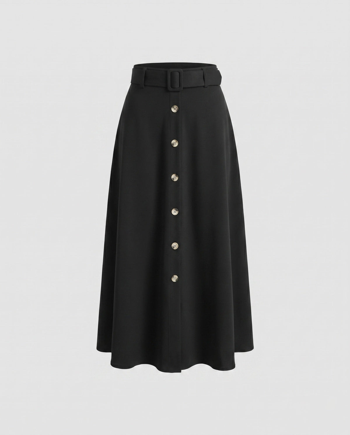 Women's Knee-Length Skirt with Side Slit and Button Details
