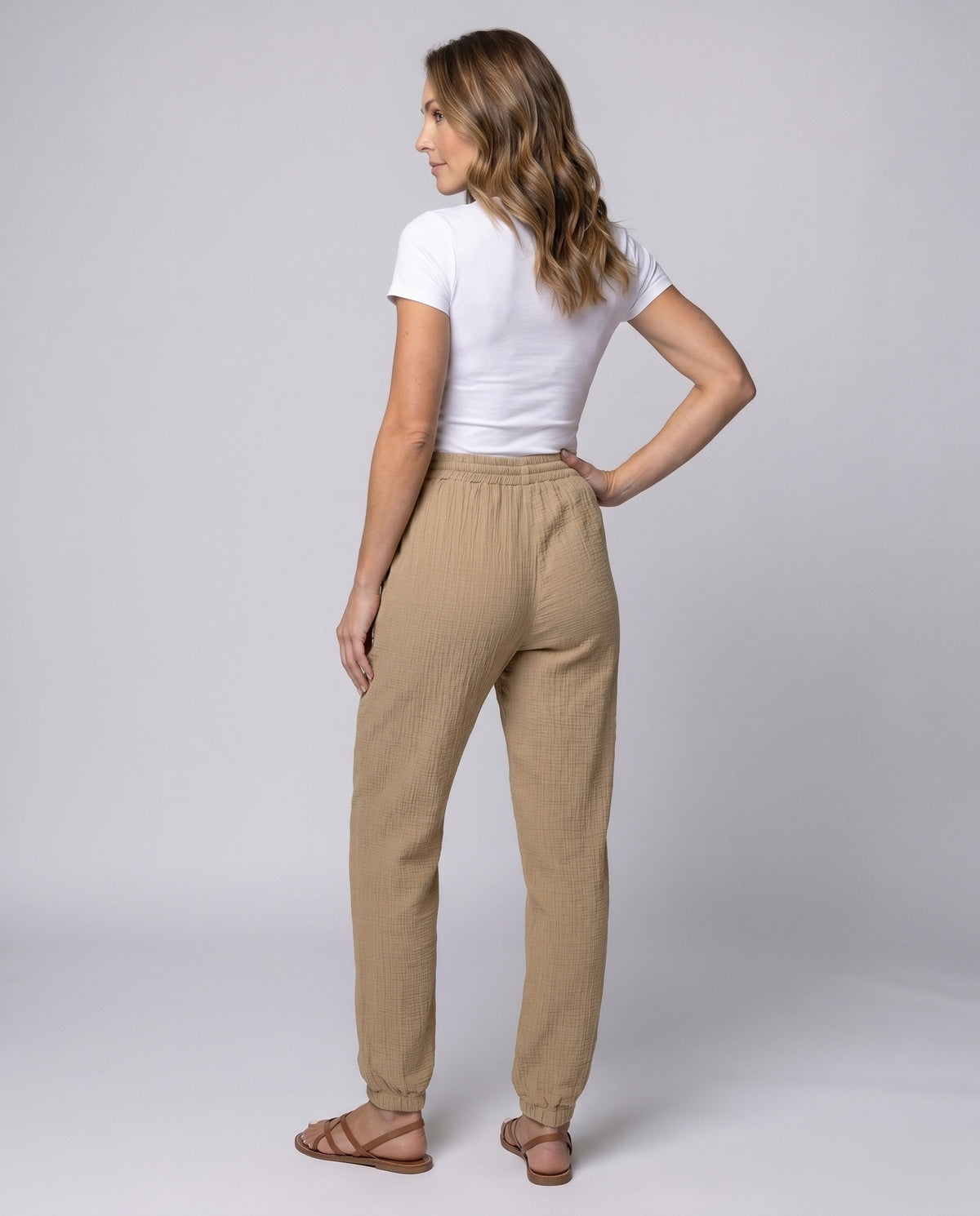 Women's Casual Leisure Pants with Practical Side Pockets - Back View