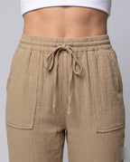 Women's Casual Leisure Pants with Practical Side Pockets - Close-Up Detail