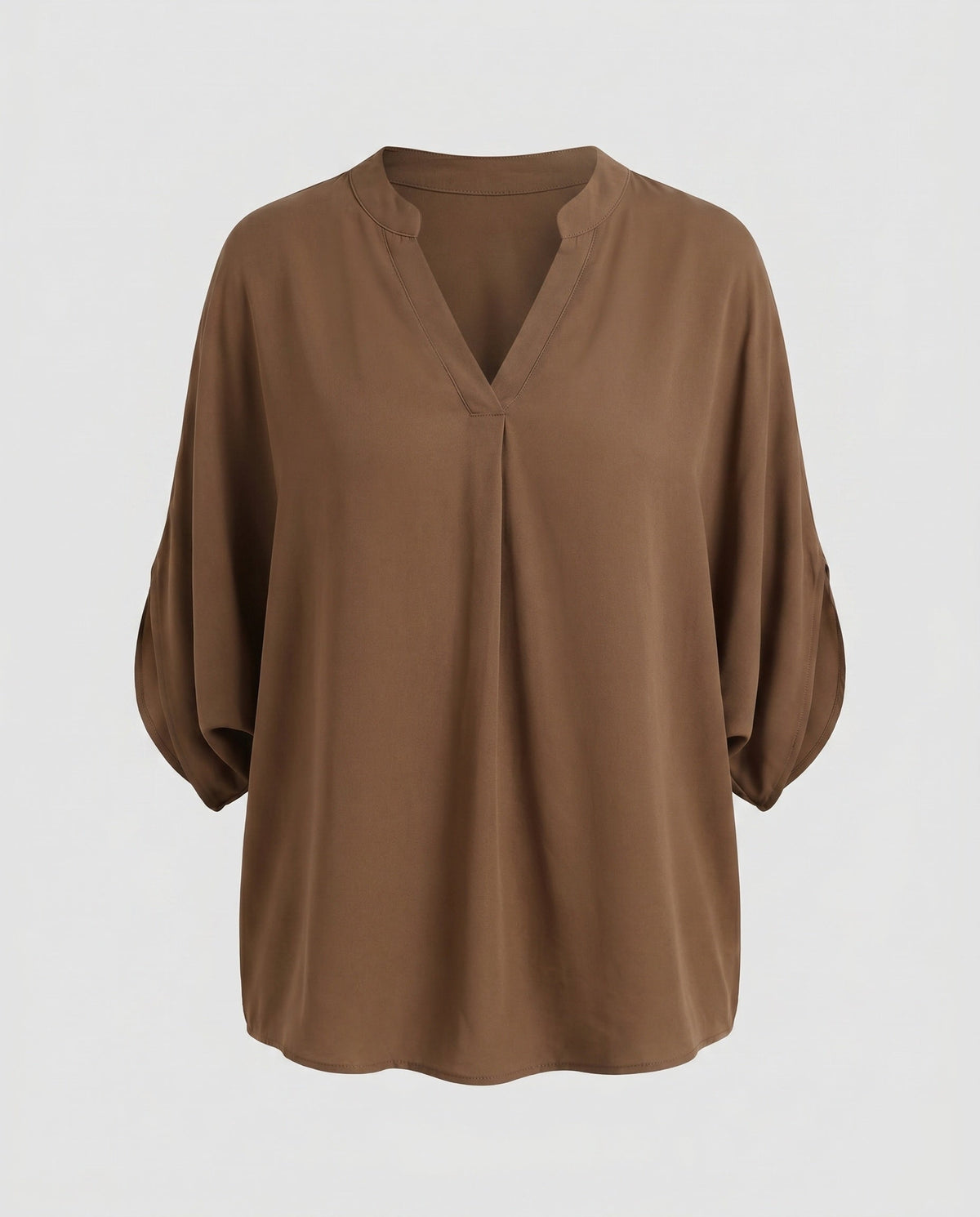 Women's Casual Blouse Shirt with V-Neck and Split Sleeves