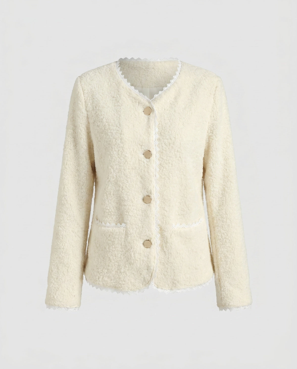 Women's Cardigan with Elegant Lace Accents and Practical Pockets