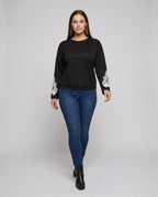 Women's Sweatshirt with Elegant Lace Trim - Front View