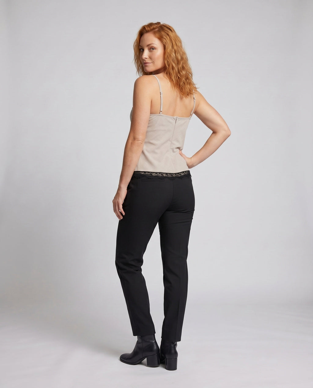 Women's Top with Lace and Elegant Wrap Design - Back View