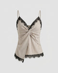Women's Top with Lace and Elegant Wrap Design