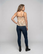 Women's Blouse Top with Playful Floral Pattern - Back View