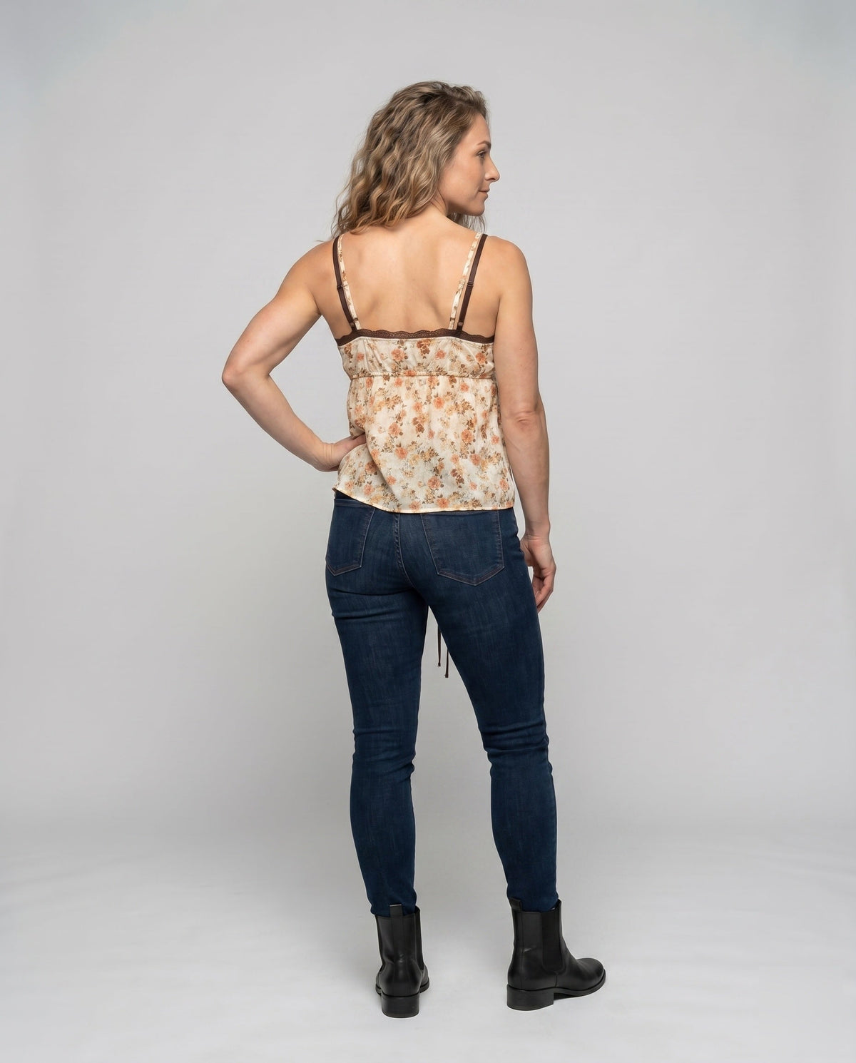 Women's Blouse Top with Playful Floral Pattern - Back View