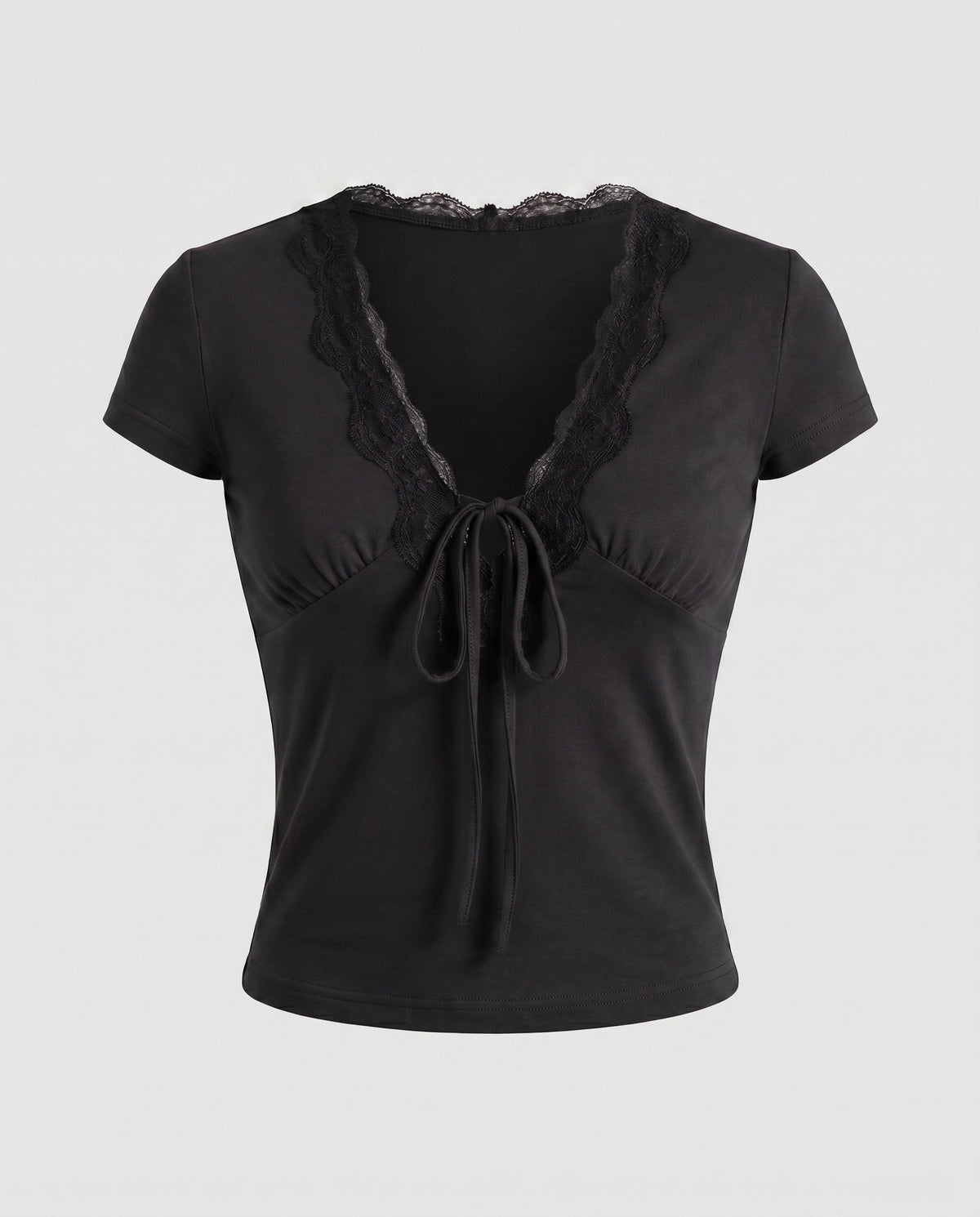 Women's Crop Top with Decorative Lace Embellishment
