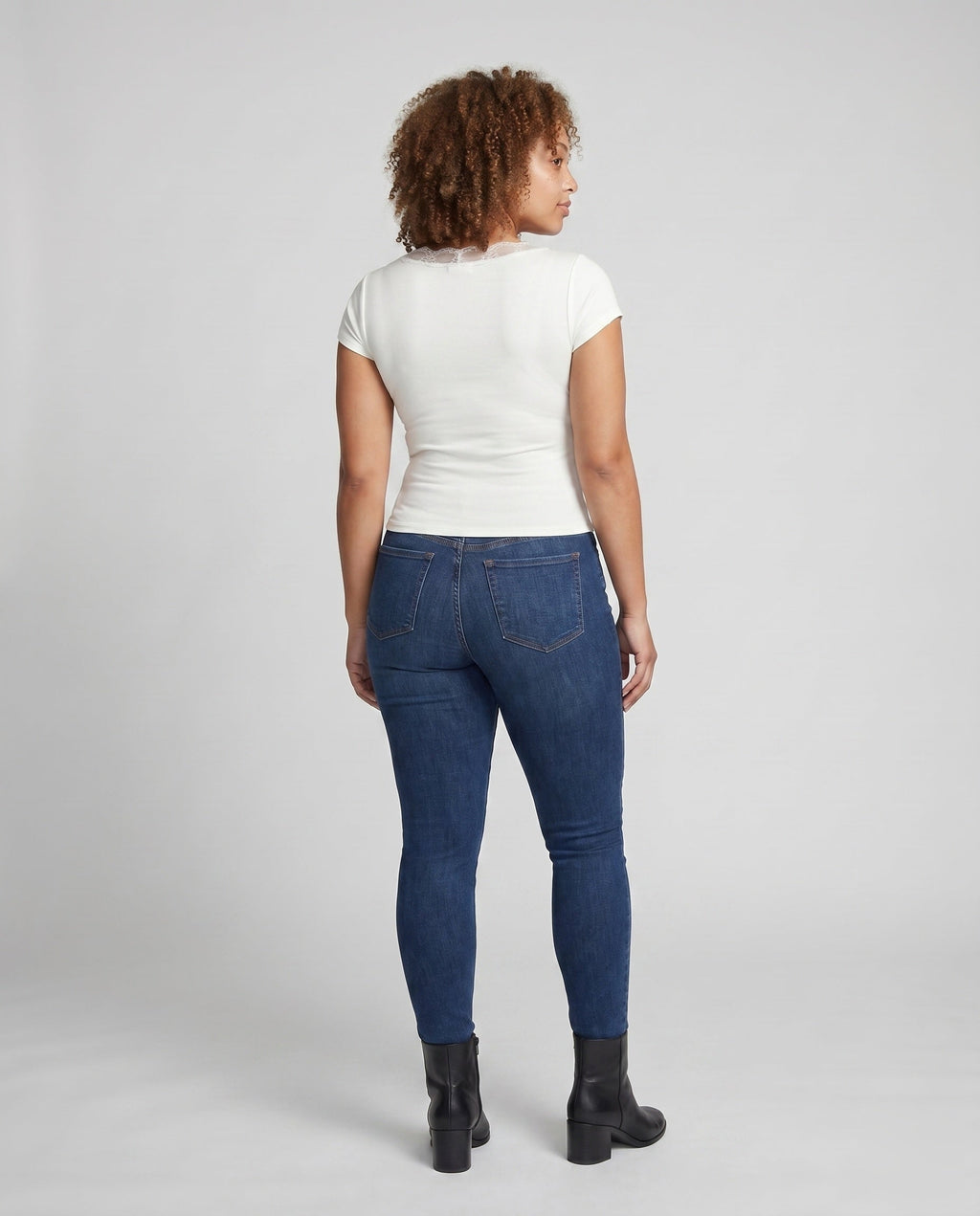 Women's Crop Top with Elegant Lace Gradient - Back View