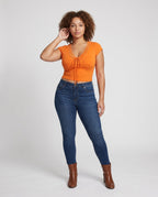 Women's Crop Top with Feminine Lace Embellishment - Front View