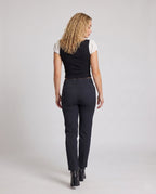 Women's Crop Top with Puff Sleeves and Incorporated Lace Trim - Back View