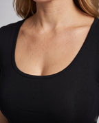 Women's Elegant Short Sleeve Shirt with Lace Back - Close-Up Detail