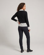 Women's Elegant Cardigan Top with Decorative Ruffles and Fine Lace - Back View