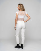 Women's Fitted T-Shirt with Elegant Lace Hem - Back View