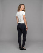 Women's Fitted T-Shirt with Fine Lace Decoration - Back View