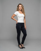 Women's Fitted T-Shirt with Fine Lace Decoration - Front View