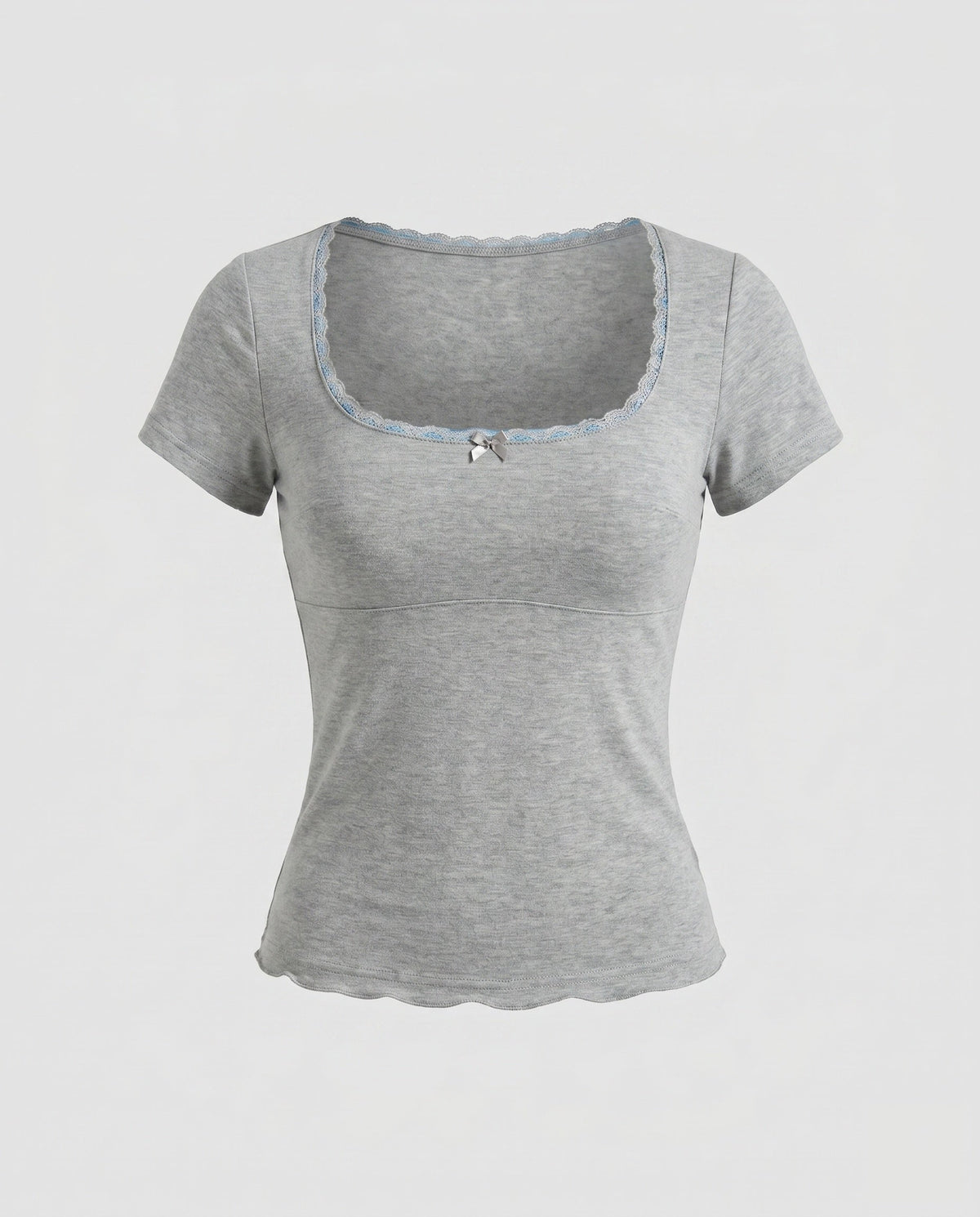 Women's Fitted T-Shirt with Fine Lace Decoration