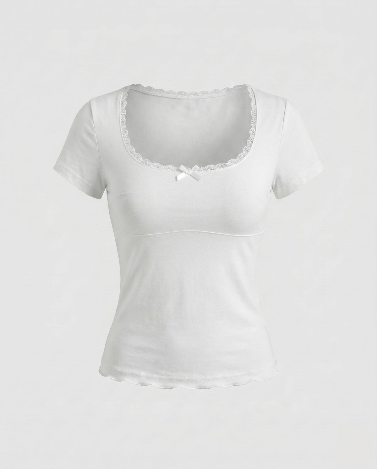 Women's Fitted T-Shirt with Fine Lace Decoration