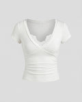 Women's Fitted Top with Stylish Lace Accents