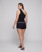 Women's Jumpsuit with Elegant Choker Neckline and Fine Lace Accents - Back View