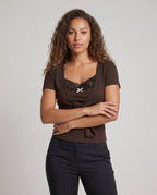 Women's Dress with Elegant Wrap Design and Lace - Upper Body View
