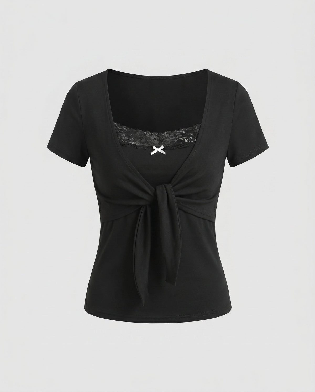 Women's Dress with Elegant Wrap Design and Lace