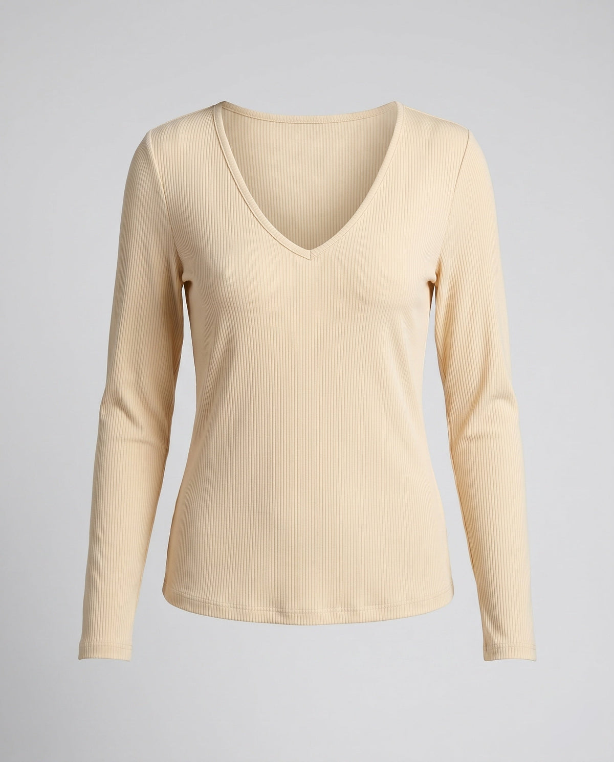 Women's Long-Sleeved Top with Elegant V-Neck and Delicate Lace Accents