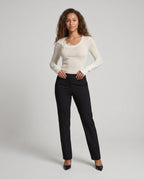 Women's Long Sleeve Shirt with Decorative Lace Trim - Front View