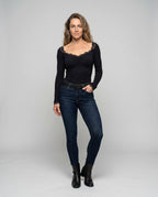 Women's Long Sleeve Shirt with Elegant Lace Back Detail - Front View