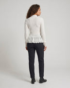 Women's Long Sleeve Shirt with Romantic Lace Ruffle Hem - Back View