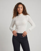 Women's Long Sleeve Shirt with Romantic Lace Ruffle Hem - Upper Body View