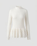 Women's Long Sleeve Shirt with Romantic Lace Ruffle Hem