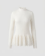 Women's Long Sleeve Shirt with Romantic Lace Ruffle Hem