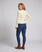 Women's Long Sleeve Shirt with Romantic Lace Accents, Elegant V-Neck. - Back View