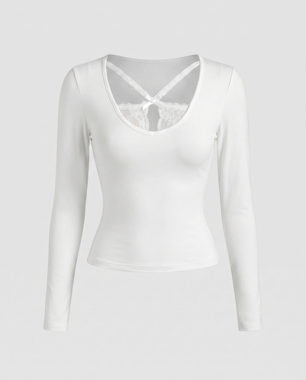 Women's Long Sleeve Shirt with Lace Decoration