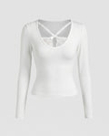 Women's Long Sleeve Shirt with Lace Decoration