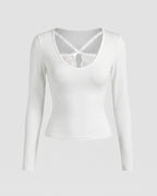 Women's Long Sleeve Shirt with Lace Decoration