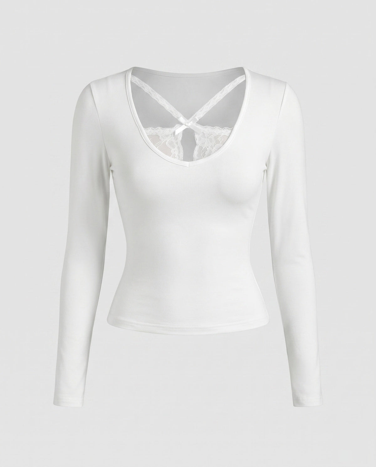 Women's Long Sleeve Shirt with Lace Decoration
